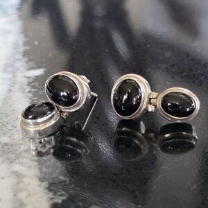 Elegant Black Onyx and Sterling Silver Drop Earrings